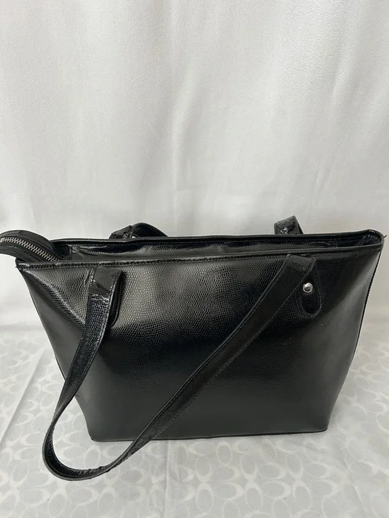 Lauren Ralph Lauren Classic Black Textured Leather Tote Shoulder Bag Purse 🌺🌺 - Picture 2 of 14